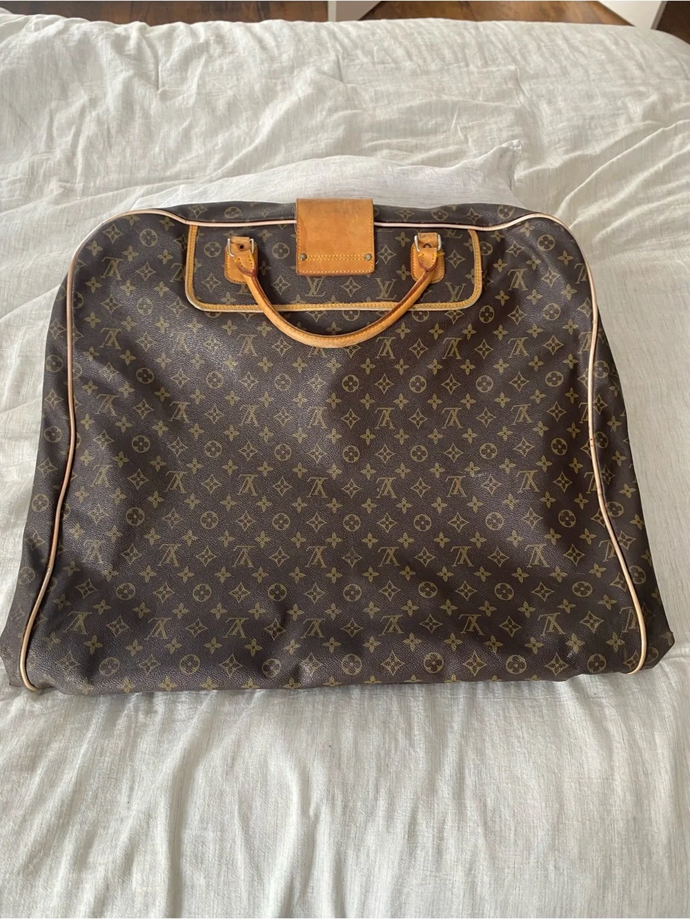 Louis Vuitton Brown Monogram Canvas Garment Bag with Tan Trim